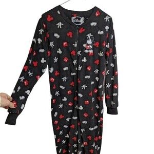 Disney Women Sleepwear Mickey Mouse Magic Fleece Footed One-Piece Black S